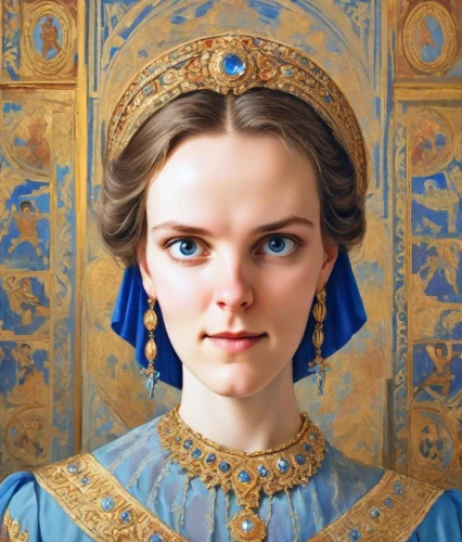 daisy jazz isobel ridley,cepora judith,royal,tudor,princess sofia,swedish crown,girl in a historic way,angelica,elizabeth ii,queen crown,imperial crown,portrait of a girl,celtic queen,royal crown,elsa,tiara,elizabeth i,crowned,queen anne,portrait of christi,Digital Art,Classicism