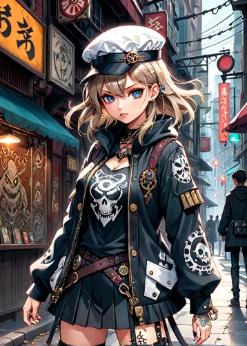 kantai collection sailor,anime japanese clothing,steampunk,harajuku,naval officer,officer,kantai,policewoman,police uniforms,armored cruiser,police officer,oktoberfest background,light cruiser,heavy cruiser,shibuya,admiral von tromp,military uniform,french digital background,military officer,marine,Anime,Anime,Traditional