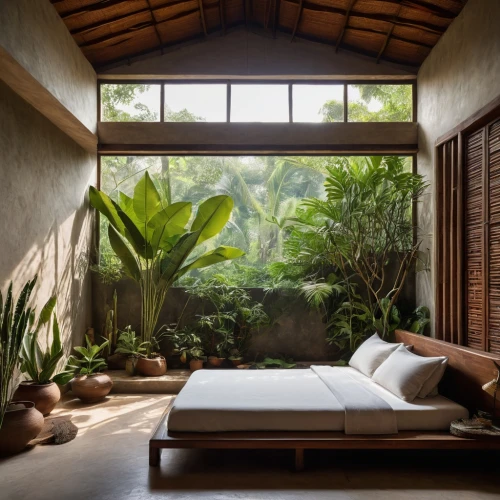 bamboo curtain,tropical house,cabana,ubud,bedroom window,bali,window treatment,zen garden,bamboo plants,tropical jungle,japanese-style room,exotic plants,conservatory,roof landscape,guest room,house plants,canopy bed,beautiful home,tropical greens,sleeping room,Photography,General,Natural