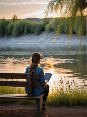 girl on the river,girl studying,little girl reading,summer evening,evening lake,idyllic,peaceful,idyll,blonde woman reading a newspaper,relaxing reading,tranquility,romantic scene,people reading newspaper,evening atmosphere,read a book,peacefulness,man on a bench,people in nature,solitude,outdoor life,Illustration,Children,Children 06