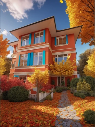 3d rendering,houses clipart,autumn decoration,autumn decor,fall landscape,fall foliage,autumn background,two story house,autumn theme,fall colors,seasonal autumn decoration,exterior decoration,modern house,autumn color,autumn frame,beautiful home,autumn colors,residential house,colors of autumn,homes for sale in hoboken nj,Photography,General,Realistic