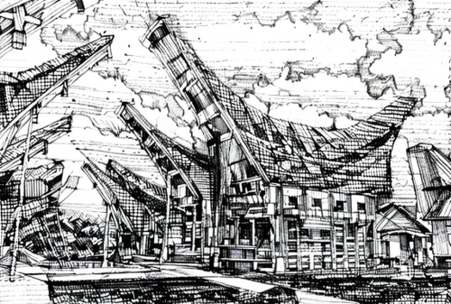 delft,destroyed city,escher village,townscape,crane houses,de ville,escher,half-timbered houses,bremen,pencils,muenster,city buildings,zaandam,hanseatic city,dresden,panoramical,speicherstadt,roofs,dam square,house hevelius,Design Sketch,Design Sketch,Hand-drawn Line Art