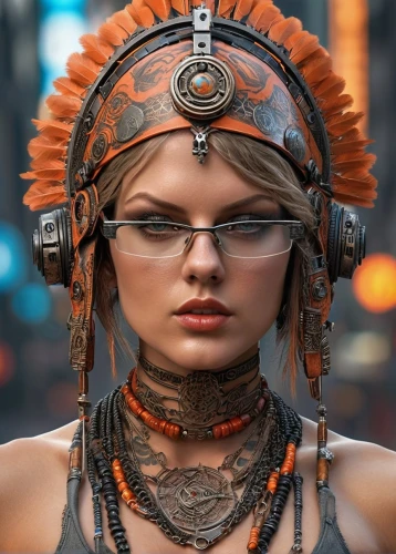 aztec,tribal chief,shaman,indian headdress,tribal,female warrior,headgear,head woman,headdress,maya,cyborg,the hat-female,warrior woman,cleopatra,ancient egyptian girl,kokoshnik,alien warrior,cyberpunk,cent,celtic queen,Photography,General,Sci-Fi