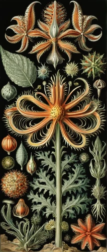 cnidaria,illustration of the flowers,marine invertebrates,fruits of the sea,echinoderm,floral ornament,star illustration,botanical print,caryophyllaceae,peniocereus,flower illustration,hypericaceae,cnidarian,vascular plant,invertebrates,carpaccio,urticaceae,aquatic plants,rubiaceae family,flora,Illustration,Retro,Retro 24