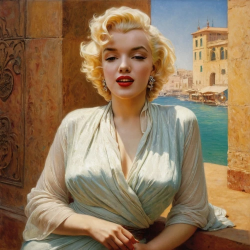 marylyn monroe - female,marylin monroe,marilyn,merilyn monroe,blonde woman,vintage art,gena rolands-hollywood,romantic portrait,italian painter,young woman,retro woman,the blonde in the river,vintage woman,femme fatale,retro women,50s,a charming woman,carol m highsmith,portrait of a girl,vintage female portrait,Art,Classical Oil Painting,Classical Oil Painting 42