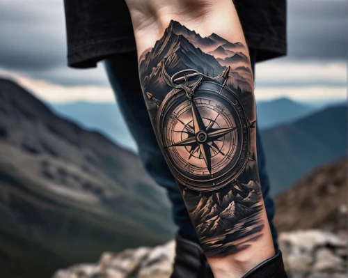 compass rose,compass,forearm,wind rose,ships wheel,compass direction,bearing compass,sleeve,compasses,ship's wheel,timepiece,on the arm,tattoo,time spiral,clock face,magnetic compass,tattoo artist,with tattoo,pentacle,lotus tattoo,Photography,Black and white photography,Black and White Photography 09