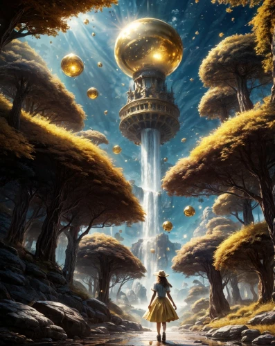 mushroom landscape,sci fiction illustration,fantasy picture,alien world,fantasy landscape,alien planet,futuristic landscape,astral traveler,mushroom island,fantasy art,heliosphere,fantasy world,terraforming,science fiction,the pillar of light,dream world,arcanum,extraterrestrial life,parallel worlds,apiarium