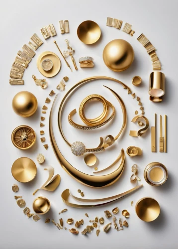 gold foil shapes,tableware,orrery,gilding,plate full of sand,gold jewelry,serveware,round metal shapes,dinnerware set,kitchenware,food icons,jewelry manufacturing,cookware and bakeware,abstract gold embossed,utensils,chinaware,gold foil art,breakfast plate,dishware,cooktop,Unique,Design,Knolling