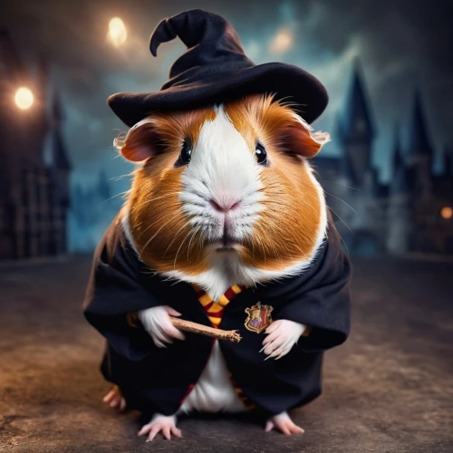 guineapig,guinea pig,potter,animals play dress-up,musical rodent,harry potter,rataplan,hogwarts,guinea pigs,gerbil,rat na,haloween,abracadabra,hamster,gold agouti,albus,hallloween,wizard,cavy,witch broom