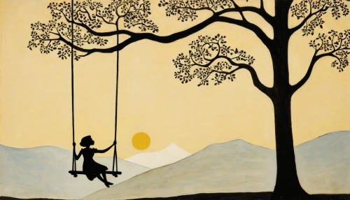 tree with swing,tree swing,wooden swing,hanging swing,girl with tree,garden swing,tightrope walker,golden swing,hanging moon,swing set,empty swing,swing,vintage couple silhouette,tightrope,sewing silhouettes,swinging,rope swing,the girl next to the tree,children's fairy tale,marionette,Art,Artistic Painting,Artistic Painting 47