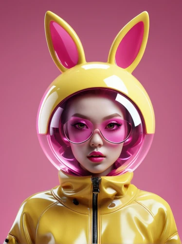 cosmetic,bjork,3d figure,pink vector,3d render,3d model,vector girl,android inspired,cyberpunk,gradient mesh,stylized macaron,ski helmet,tiktok icon,bunny,bun,dribbble,electro,cinema 4d,cosmetics counter,cosmetics,Photography,Artistic Photography,Artistic Photography 03