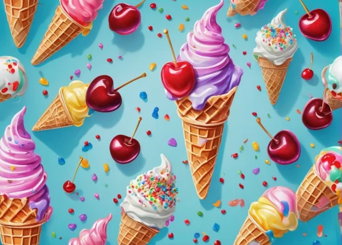 ice cream icons,ice cream cones,cupcake background,colored pencil background,ice creams,candy pattern,ice cream on stick,ice-cream,variety of ice cream,soft serve ice creams,ice cream cone,icecream,ice cream,pink ice cream,birthday banner background,sweet ice cream,french digital background,ice cream shop,kawaii ice cream,colorful foil background,Illustration,Realistic Fantasy,Realistic Fantasy 43
