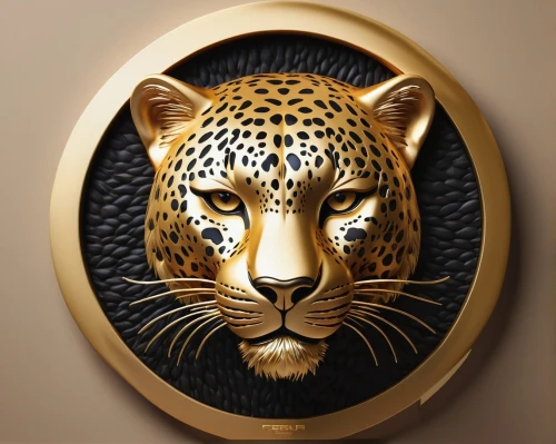 jaguar,head plate,cartier,royal tiger,panthera leo,type royal tiger,versace,leopard head,gold paint stroke,decorative plate,helmet plate,gold lacquer,chivas regal,remo ux drum head,hosana,tiger,pomade,tiger png,lion capital,wall plate,Illustration,Realistic Fantasy,Realistic Fantasy 44