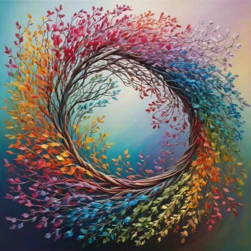 colorful tree of life,colorful spiral,flourishing tree,circle around tree,colored pencil background,harmony of color,painted tree,fractals art,circle paint,flower painting,watercolor tree,boho art,tree of life,autumn tree,the branches of the tree,wreath of flowers,flower art,branch swirl,colorful leaves,colorful background,Illustration,Abstract Fantasy,Abstract Fantasy 08