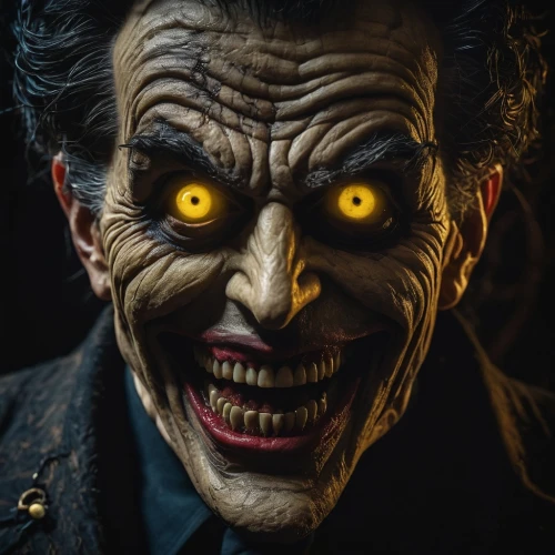 creepy clown,scary clown,joker,horror clown,vampire,dracula,jigsaw,count,halloween masks,halloween and horror,comedy tragedy masks,halloween2019,halloween 2019,two face,yellow eyes,angry man,devil,killer smile,bogeyman,scare crow,Photography,General,Fantasy