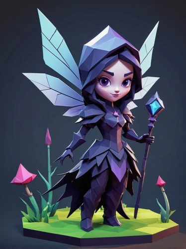 scandia gnome,evil fairy,garden fairy,fairy stand,child fairy,rosa 'the fairy,witch's hat icon,fae,vax figure,low poly,rosa ' the fairy,navi,vanessa (butterfly),low-poly,3d model,little girl fairy,fairy tale character,flower fairy,fairy penguin,harpy,Unique,3D,Low Poly