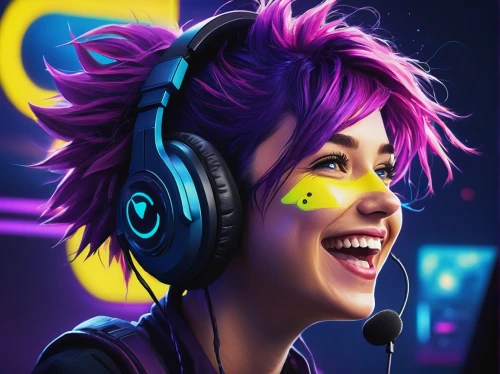 twitch icon,twitch logo,headset profile,dj,tracer,headset,vector girl,cyberpunk,streamer,custom portrait,vector art,gamer,silphie,twitch,vector illustration,edit icon,owl background,world digital painting,electro,phone icon,Illustration,Realistic Fantasy,Realistic Fantasy 36