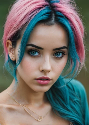 blue hair,pink hair,pixie-bob,pixie,color turquoise,fae,cotton candy,turquoise,pink beauty,colorful,grunge,multi coloured,punk,lycia,beautiful young woman,natural color,teal,dye,smurf,pastel colors,Photography,Documentary Photography,Documentary Photography 08