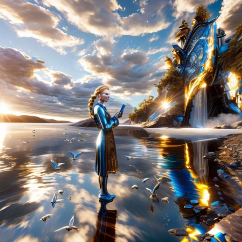 fantasy picture,beautiful lake,landscape background,full hd wallpaper,mirror water,fantasy art,waterscape,water mirror,blue waters,reflection in water,landscapes beautiful,water reflection,evening lake,beautiful landscape,heaven lake,creative background,3d fantasy,reflections in water,photo manipulation,fantasy landscape