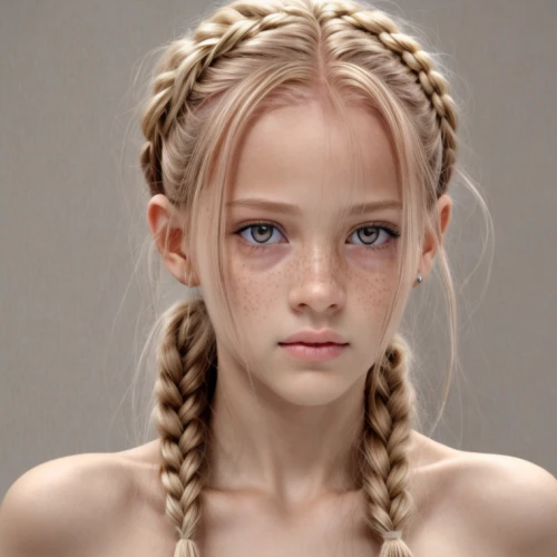 girl portrait,blond girl,mystical portrait of a girl,child girl,child portrait,portrait of a girl,braids,lily-rose melody depp,blonde girl,little girl,pale,french braid,braid,doll's facial features,female doll,pippi longstocking,the little girl,little girl fairy,elven,katniss