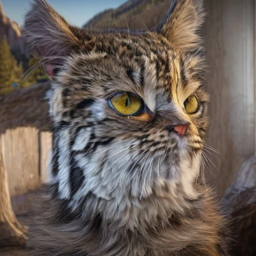 norwegian forest cat,maincoon,siberian cat,pallas cat,american bobtail,kurilian bobtail,tabby cat,tiger cat,bobcat,arabian mau,wild cat,american shorthair,felidae,breed cat,napoleon cat,lynx baby,tabby kitten,wildcat,lynx,cat portrait,Realistic,Foods,None