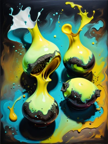 three-lobed slime,potions,oils,painted eggs,mushroom landscape,glass painting,phyllobates,broken eggs,balsamic vinegar,painting eggs,candy cauldron,painting easter egg,egg yolks,blobs,mussels,pour,mushrooms,yolks,potion,oil