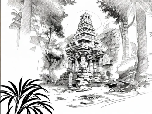 stone pagoda,white temple,asian architecture,pagoda,balinese,temple,artemis temple,candi rara jonggrang,temples,buddhist temple,ruins,backgrounds,ancient city,the ruins of the,ubud,stupa,palm garden,tsukemono,borobodur,stone palace,Design Sketch,Design Sketch,Hand-drawn Line Art