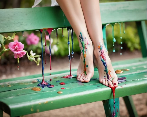 splattered,park bench,glitter trail,watercolor pin up,watercolor socks,bookmark with flowers,anklet,body painting,girl feet,body art,pin-up girls,tattoo girl,table artist,paint splatter,bodypainting,flower painting,pin up girls,pin-up girl,painted hearts,talons,Conceptual Art,Graffiti Art,Graffiti Art 08