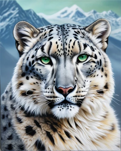 snow leopard,white tiger,white bengal tiger,world digital painting,felidae,lynx,endangered,animal portrait,siberian tiger,jaguar,siberian,wild cat,digital painting,fractalius,leopard,leopard's bane,fantasy art,blue tiger,cheetah,leopard head,Illustration,Abstract Fantasy,Abstract Fantasy 15