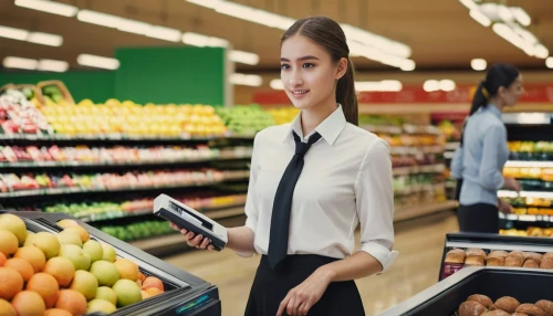 grocer,cashier,supermarket,retail trade,market introduction,supermarket shelf,grocery,clerk,salesgirl,consumer protection,marketeer,woman eating apple,food processing,grocery store,minimarket,integrated fruit,consumer,food spoilage,groceries,woman shopping,Art,Classical Oil Painting,Classical Oil Painting 16