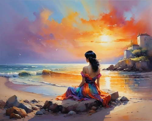 beach landscape,sea landscape,art painting,world digital painting,fantasy picture,romantic scene,fantasy art,indian art,coastal landscape,landscape background,girl on the dune,seascape,man at the sea,sun and sea,sea-shore,landscape with sea,beach scenery,oil painting,tramonto,beach background,Conceptual Art,Oil color,Oil Color 03