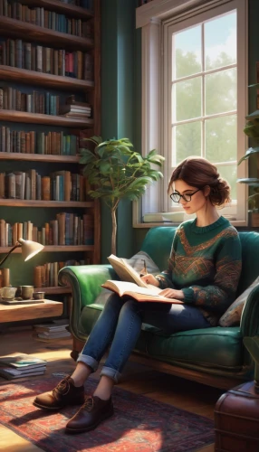 girl studying,bookworm,coffee and books,reading owl,sci fiction illustration,tea and books,little girl reading,librarian,reading,relaxing reading,study,study room,read a book,reading room,books,bookshelves,child with a book,women's novels,morning light,cg artwork,Conceptual Art,Fantasy,Fantasy 17