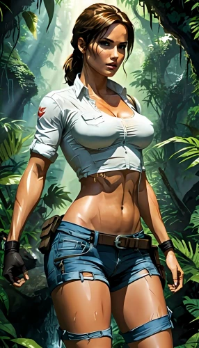 lara,croft,lori,farmer in the woods,gi,jeans background,game illustration,forest background,background image,background ivy,background images,jungle,jean shorts,coco blanco,biologist,game art,farm girl,female runner,zookeeper,action-adventure game