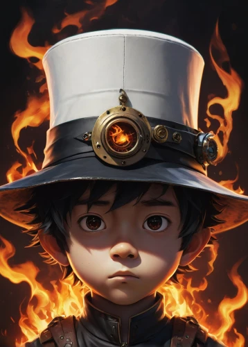 matsuno,fire master,witch's hat icon,detective conan,fire eyes,fire background,steam icon,fire marshal,twitch icon,inferno,fire fighter,fire devil,edit icon,alibaba,custom portrait,fireman,fire land,firefighter,fire siren,black hat,Illustration,Abstract Fantasy,Abstract Fantasy 22