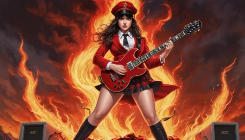 fire siren,fire devil,lake of fire,electric guitar,epiphone,thrash metal,woman fire fighter,fire fighter,rock music,fire angel,hot metal,fire marshal,lead guitarist,fire master,conflagration,acdc,lady rocks,ibanez,guitar player,bass guitar,Art,Classical Oil Painting,Classical Oil Painting 02