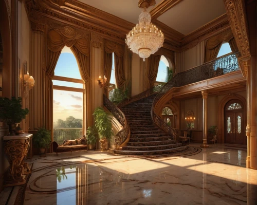 luxury home interior,luxury property,mansion,ornate room,the cairo,neoclassical,entrance hall,outside staircase,hallway,emirates palace hotel,luxury home,marble palace,staircase,luxury real estate,riad,luxury hotel,winding staircase,neoclassic,chateau,royal interior,Illustration,American Style,American Style 07