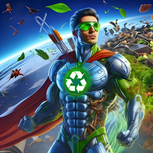 recycling world,superhero background,green lantern,eco,cleanup,waste collector,environmentally sustainable,patrol,plastic waste,recycle,earth day,recycle bin,aaa,environmentally friendly,green power,sustainability,ecological,electronic waste,recyclable,green energy