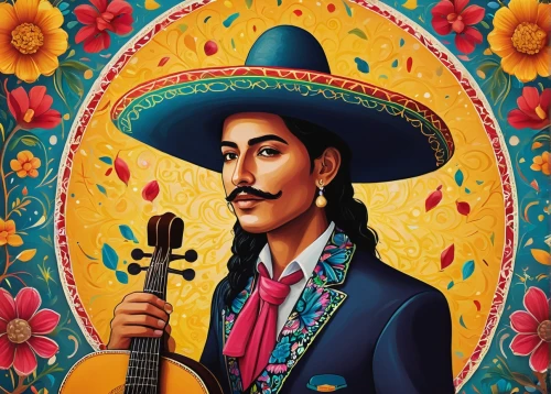 mariachi,pandero jarocho,el salvador dali,mexican culture,mexican calendar,mexican tradition,albuquerque,mexican,cinco de mayo,mexican revolution,mexico,queretaro,southwestern,el dorado,mexican petunia,frida,santa fe,sombrero,latino,el dia de los muertos,Illustration,Abstract Fantasy,Abstract Fantasy 03