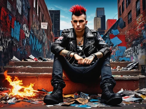 mohawk hairstyle,punk,mohawk,punk design,streampunk,rocker,axel jump,spikes,spike,pompadour,rockstar,trespassing,black city,cd cover,spiky,daemon,liberty spikes,syndrome,rock music,rockabilly,Illustration,Retro,Retro 09