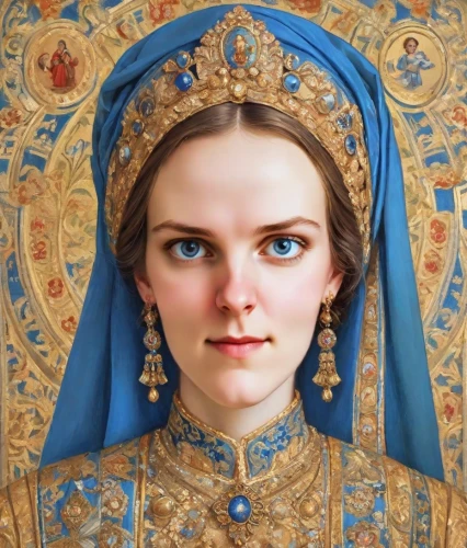 the prophet mary,cepora judith,mary-gold,portrait of christi,mary 1,fantasy portrait,byzantine,to our lady,dulzaina,eufiliya,hieromonk,celtic queen,russian doll,woman face,fatima,aubrietien,tudor,the angel with the veronica veil,sterntaler,portrait of a girl,Digital Art,Classicism