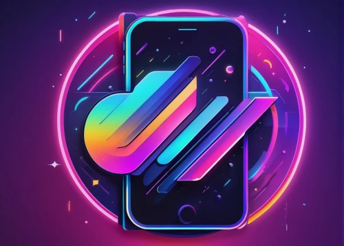 tiktok icon,phone icon,dribbble icon,80's design,neon arrows,vimeo icon,android icon,spotify icon,jukebox,dribbble,dribbble logo,growth icon,vector graphic,neon sign,vector design,colorful foil background,android logo,vector illustration,music player,neon light,Illustration,Vector,Vector 03