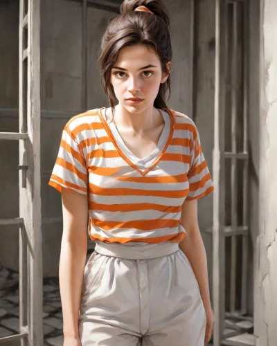 horizontal stripes,striped,clementine,stripes,stripe,girl in overalls,overalls,orange,cotton top,overall,liberty cotton,gap kids,orange half,bright orange,striped background,polo shirt,mime,orange color,menswear for women,adorable,Digital Art,Comic