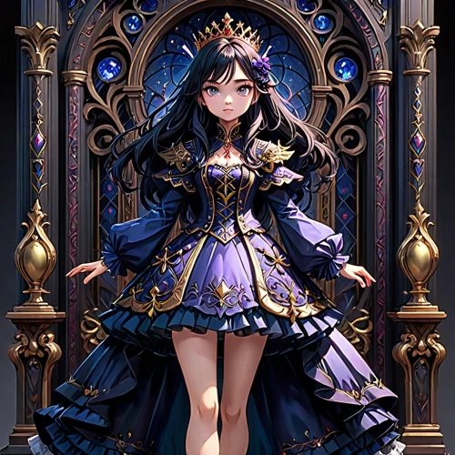 fairy tale character,cinderella,queen of the night,fairy queen,cg artwork,libra,priestess,tiara,celtic queen,zodiac sign libra,fantasia,heart with crown,blue enchantress,sapphire,caerula,goddess of justice,crow queen,luna,baroque,vanessa (butterfly),Anime,Anime,General