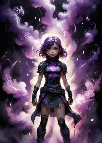 la violetta,violet,raven girl,malva,nebula guardian,raven,amethyst,purple wallpaper,veil purple,ultraviolet,purple,sci fiction illustration,dark purple,undead warlock,purple background,sorceress,summoner,the enchantress,fantasy portrait,starfire,Illustration,American Style,American Style 13