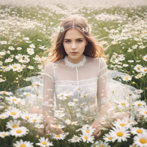girl in flowers,daisies,beautiful girl with flowers,daisy flowers,meadow daisy,white daisies,daisy heart,daisy 2,field of flowers,chamomile in wheat field,oxeye daisy,daisy 1,daisy flower,daisy,flower girl,flower fairy,mayweed,wildflower,kahila garland-lily,meadow,Photography,Artistic Photography,Artistic Photography 07