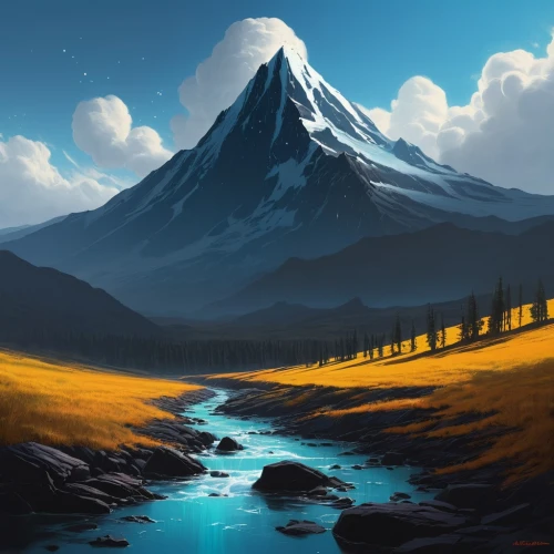 mountain landscape,mountain scene,volcanic landscape,mountain,mountains,mountainous landscape,landscape background,mountain peak,giant mountains,mountain slope,fantasy landscape,stratovolcano,mountain world,world digital painting,mountain sunrise,high mountains,mountain plateau,mountain tundra,mountain range,matterhorn,Conceptual Art,Sci-Fi,Sci-Fi 12