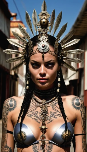 warrior woman,voodoo woman,peruvian women,aztecs,brazil carnival,headdress,asian costume,shamanic,female warrior,aztec,priestess,balinese,maori,incas,shaman,indian headdress,inka,shamanism,inca,tribal chief,Photography,General,Realistic