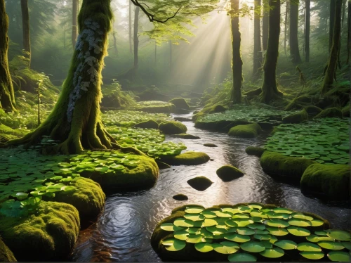 aaa,green forest,green landscape,green trees with water,fairy forest,patrol,germany forest,forest landscape,aa,forest moss,fairytale forest,nature landscape,swamp,aquatic plants,wetland,forest floor,swampy landscape,elven forest,frog background,lily pad,Art,Classical Oil Painting,Classical Oil Painting 12