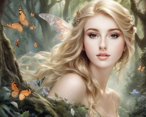 faerie,faery,fairy queen,fantasy picture,fantasy art,fairy,fairy tale character,celtic woman,fantasy portrait,fantasy woman,the blonde in the river,vanessa (butterfly),fairy forest,cupido (butterfly),fairy world,fairy tale,julia butterfly,fairies aloft,little girl fairy,enchanting