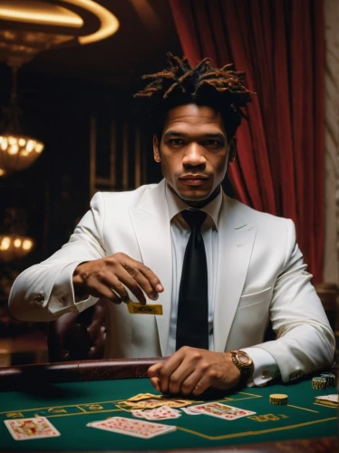 a black man on a suit,gambler,black businessman,poker,alkaline,dealer,poker table,business man,ceo,roulette,poker set,negroni,african businessman,blackjack,caesar palace,an investor,billionaire,mogul,gamble,suit of spades,Art,Artistic Painting,Artistic Painting 51